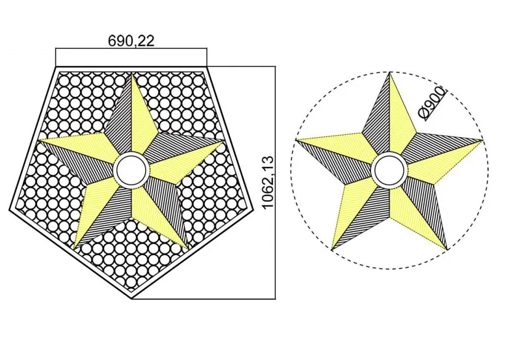 Вечный огонь - схема звезды вечного огня на декоративной решетке в Орске 